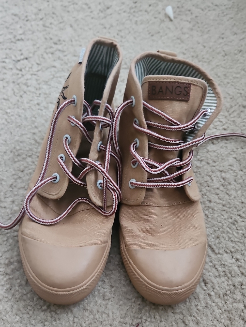 BANGS Women's Tan Lace-Up Canvas Boots